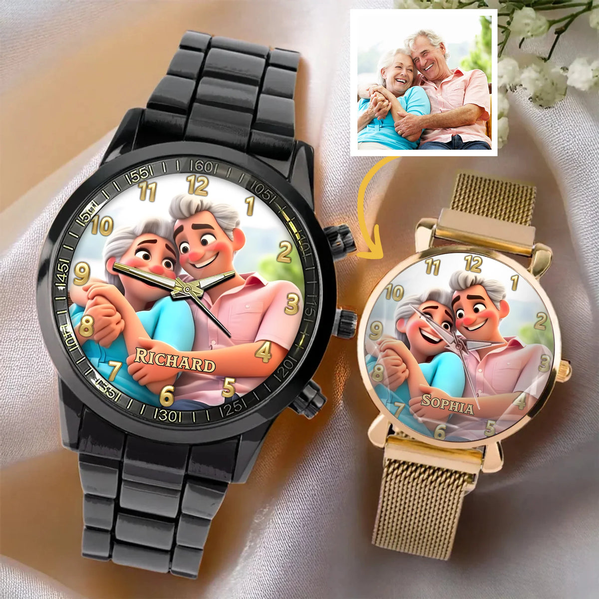 Personalized Custom Photo Watch - Turn Your Photo Into a Cartoon Design