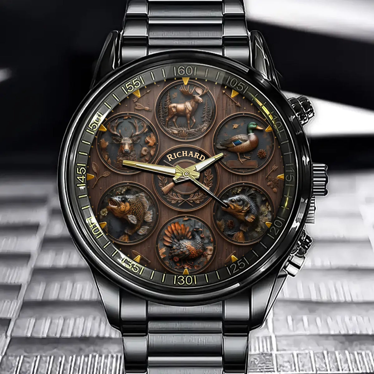 Love Hunting Life & Fishing Watch – Personalized Name Outdoor Enthusiast Gift