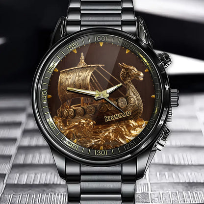Personalized Viking Dragon Ship Watch – Norse Heritage Edition