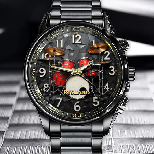 Personalized Drum Set Watch – Custom Gift for Music Lovers