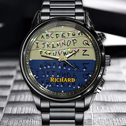 Personalized Mystery Stranger Lights Watch – Custom Name & Enigmatic Design