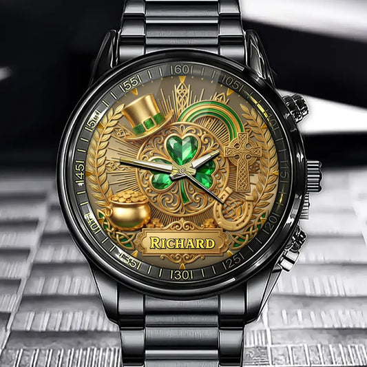 Personalized Irish Blessing Shamrock Watch – Custom Name for St. Patrick’s Day