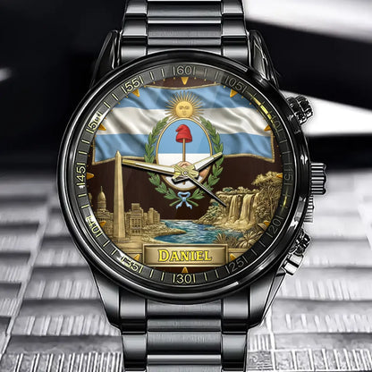 Personalized Argentina Pride Watch – Custom Name, Proud to Be Argentine