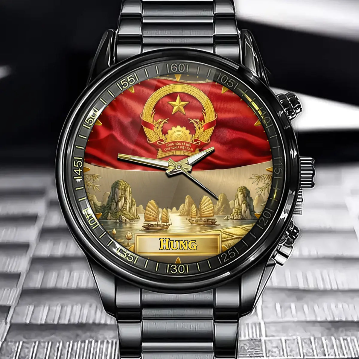 Personalized Vietnam Coat Of Arms Watch - Custom Engraving For National Pride