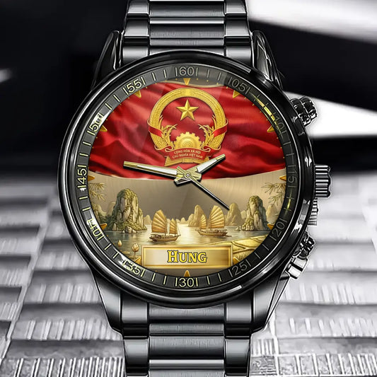 Personalized Vietnam Coat Of Arms Watch - Custom Engraving For National Pride