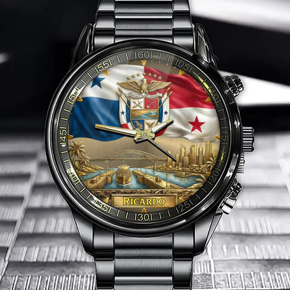 Personalized Panama Coat Of Arms Watch – Custom Name For National Pride