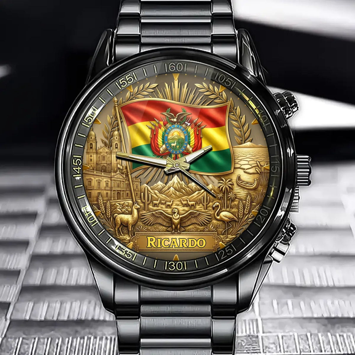 Personalized Bolivia Coat Of Arms Watch – Custom Name For National Pride