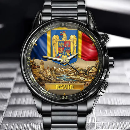 Personalized Romanian Heritage Watch - Celebrate National Spirit