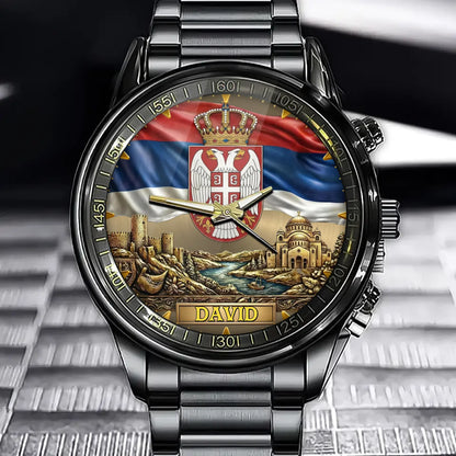 Personalized Serbia Pride Watch – Custom Name For National Spirit