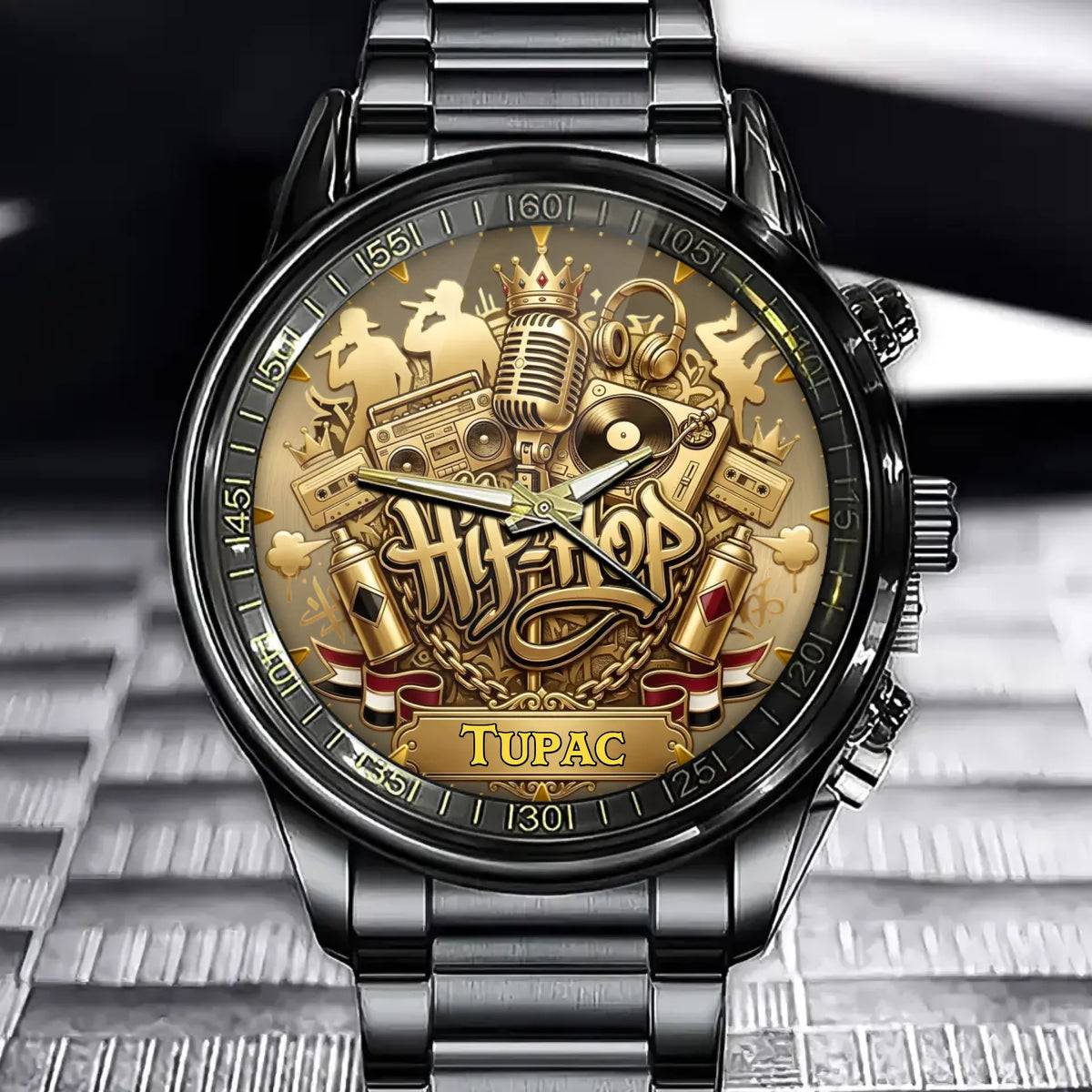 Personalized Hip Hop Retro Watch – Custom Name Engraving