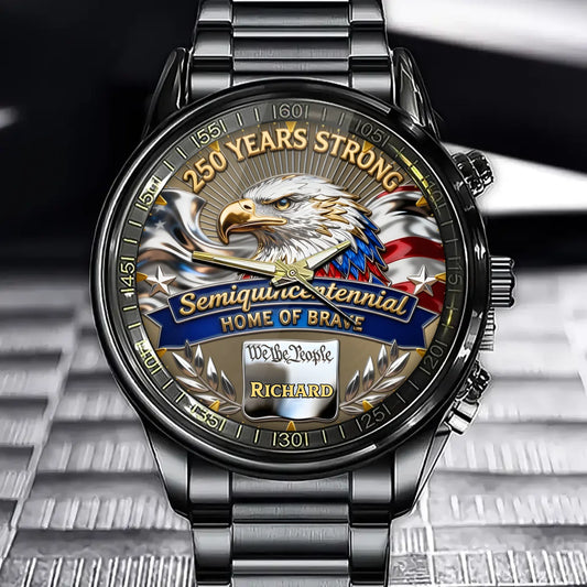 Personalized 250 Years Strong Heritage Watch – Custom Name for Proud Americans