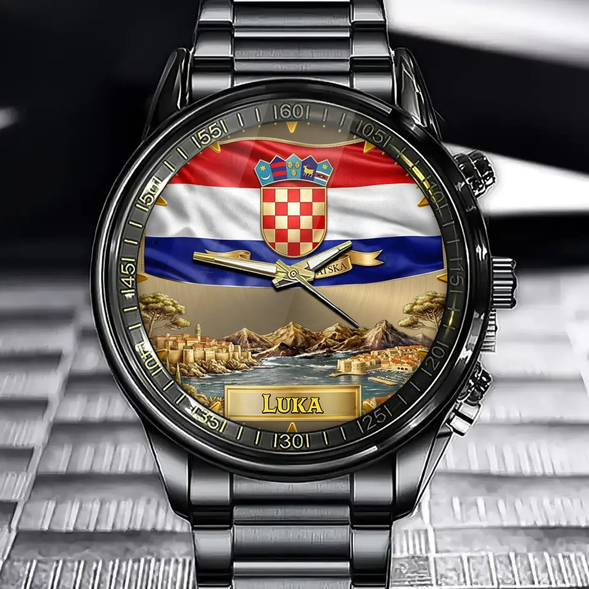Personalized Croatia Coat Of Arms Watch - Custom Engraving For National Pride