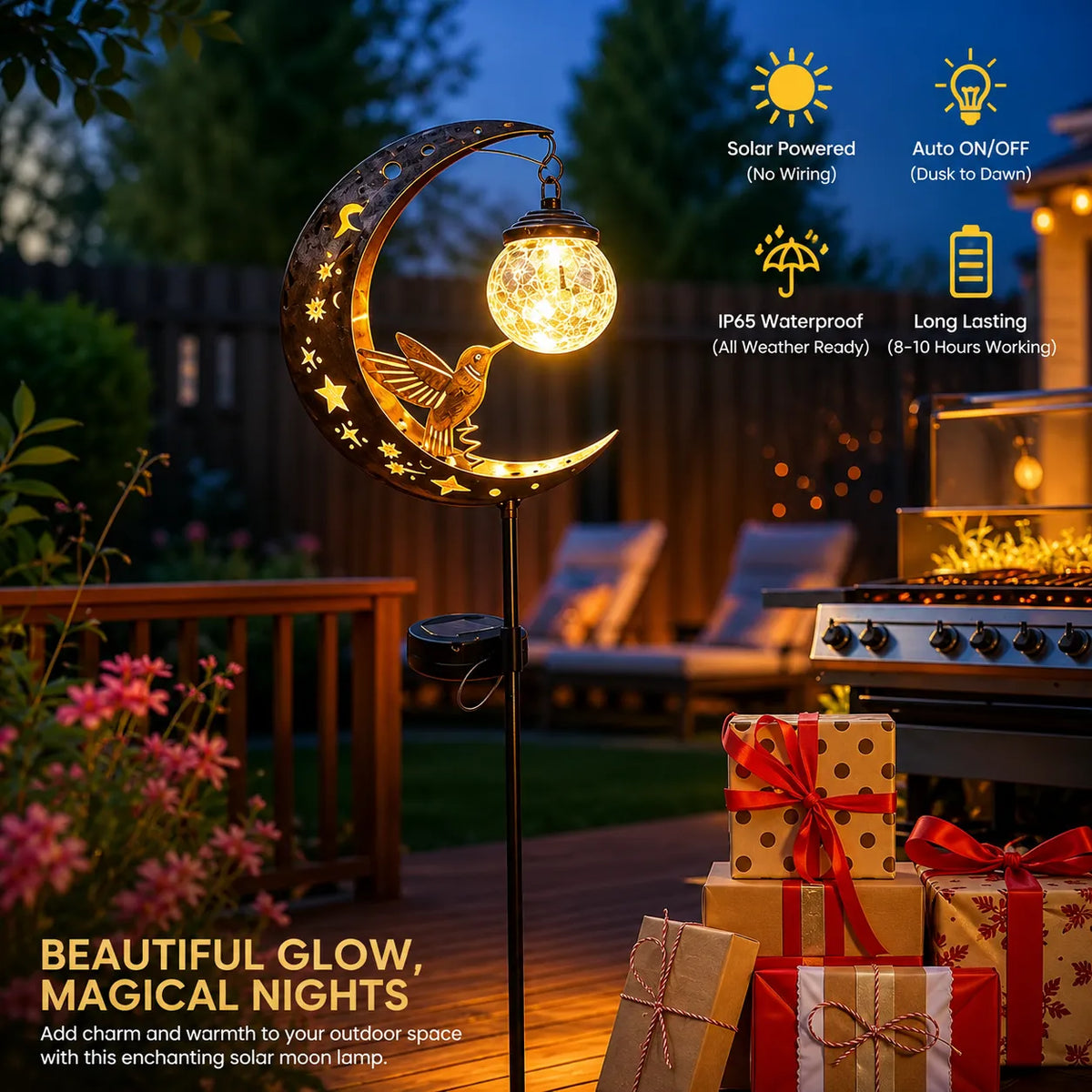 ✨ Hummingbird Moon Solar Garden Stake Light – Enchant Your Outdoor Space