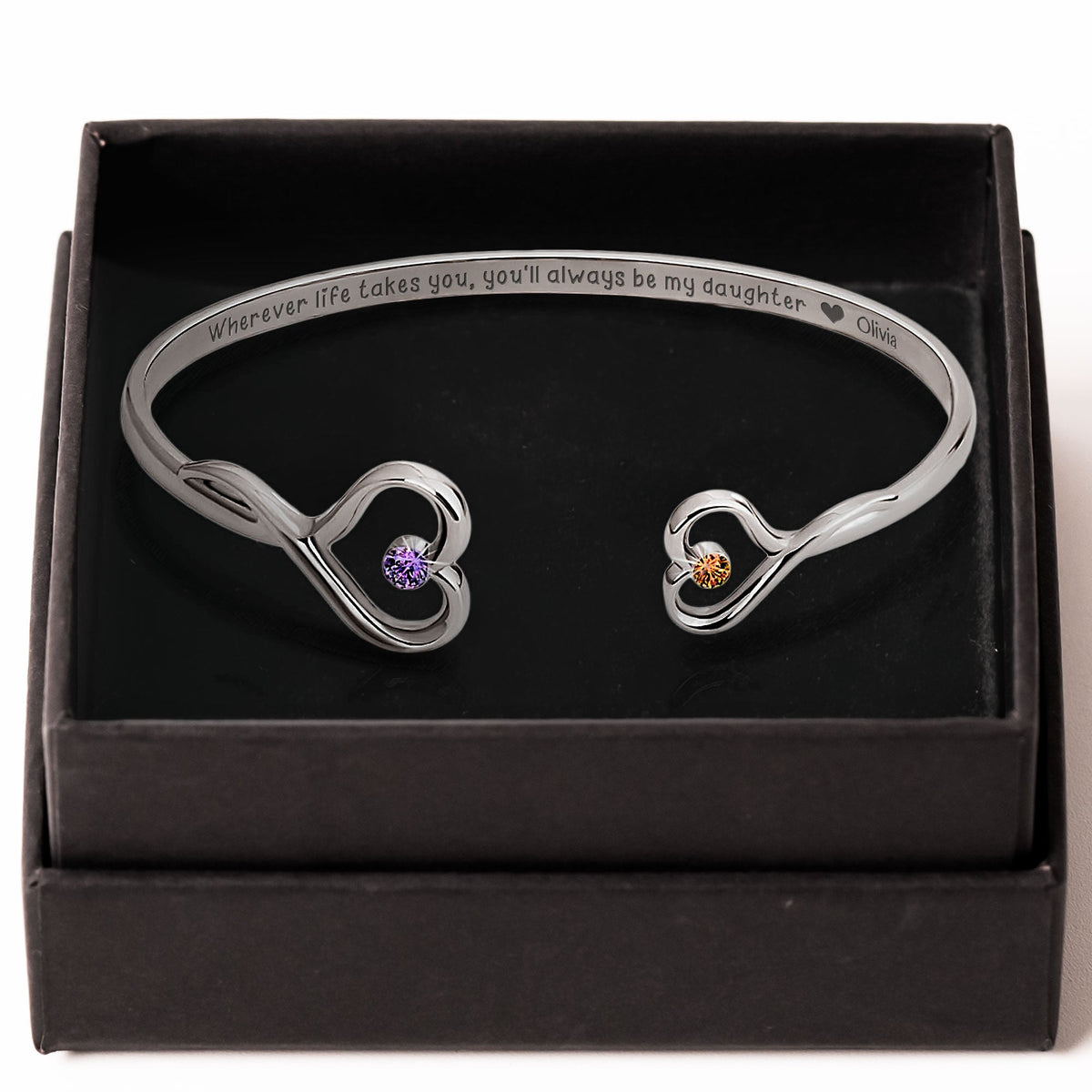 Wherever Life Takes You You'll Always Be My Daughter - Personalized Heart Bracelet